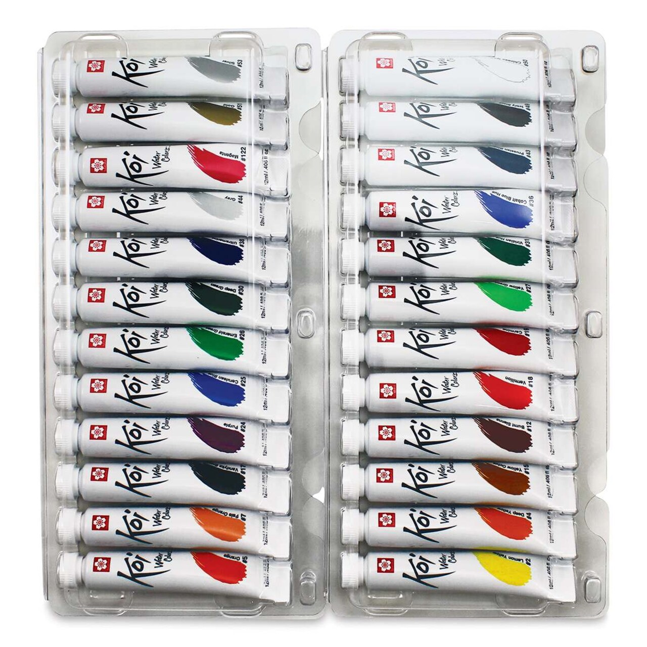 Sakura Koi Watercolor - Set of 24, Assorted Colors, 12 ml, Tubes